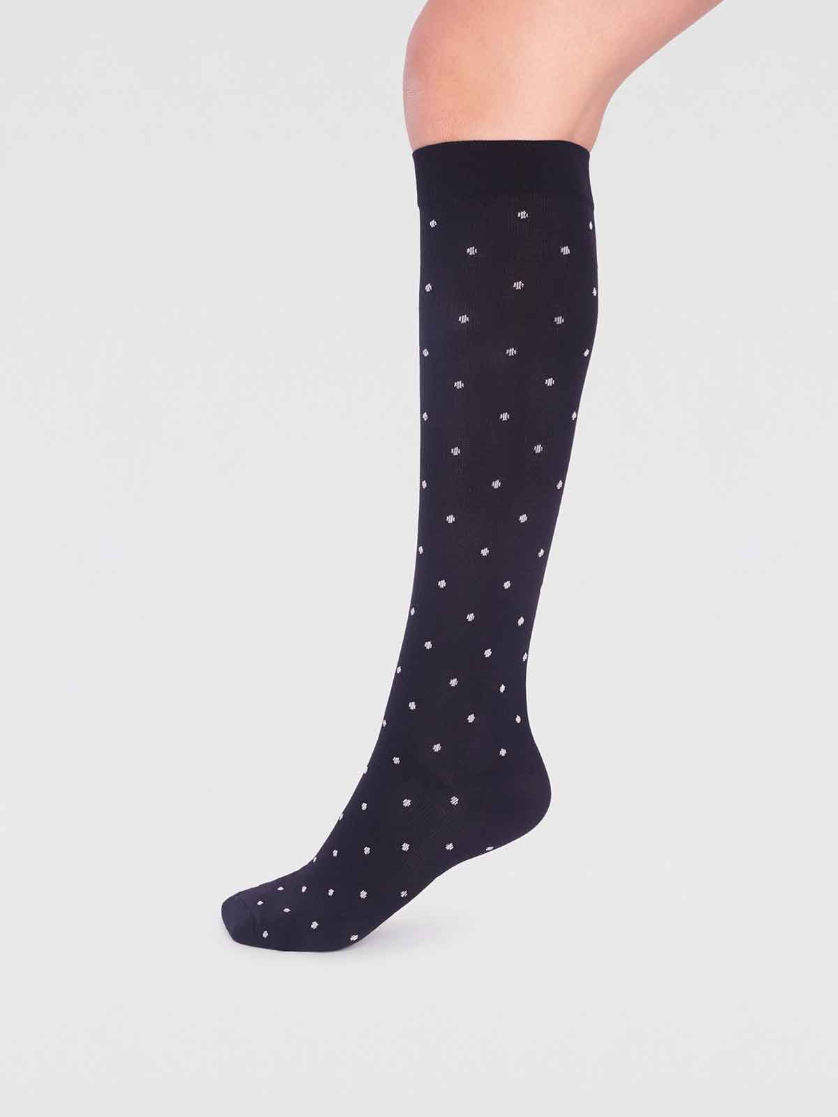 Sustainable Fibre Women's Flight Compression Socks in Spotty Black