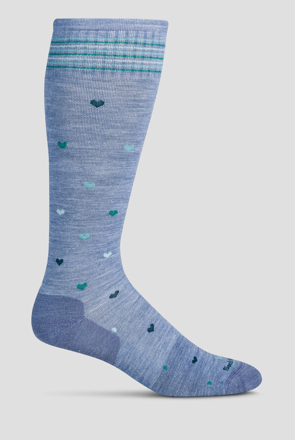 Full Heart Bluestone Women's Bamboo/Merino Moderate Graduated Compression Socks - Wide Calf Fit - The Sockery