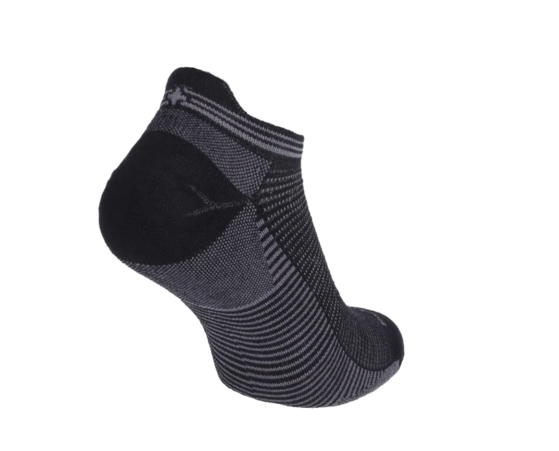 Cadence Micro Men's Bamboo/Merino Moderate Compression Ankle Socks in Black Stripes