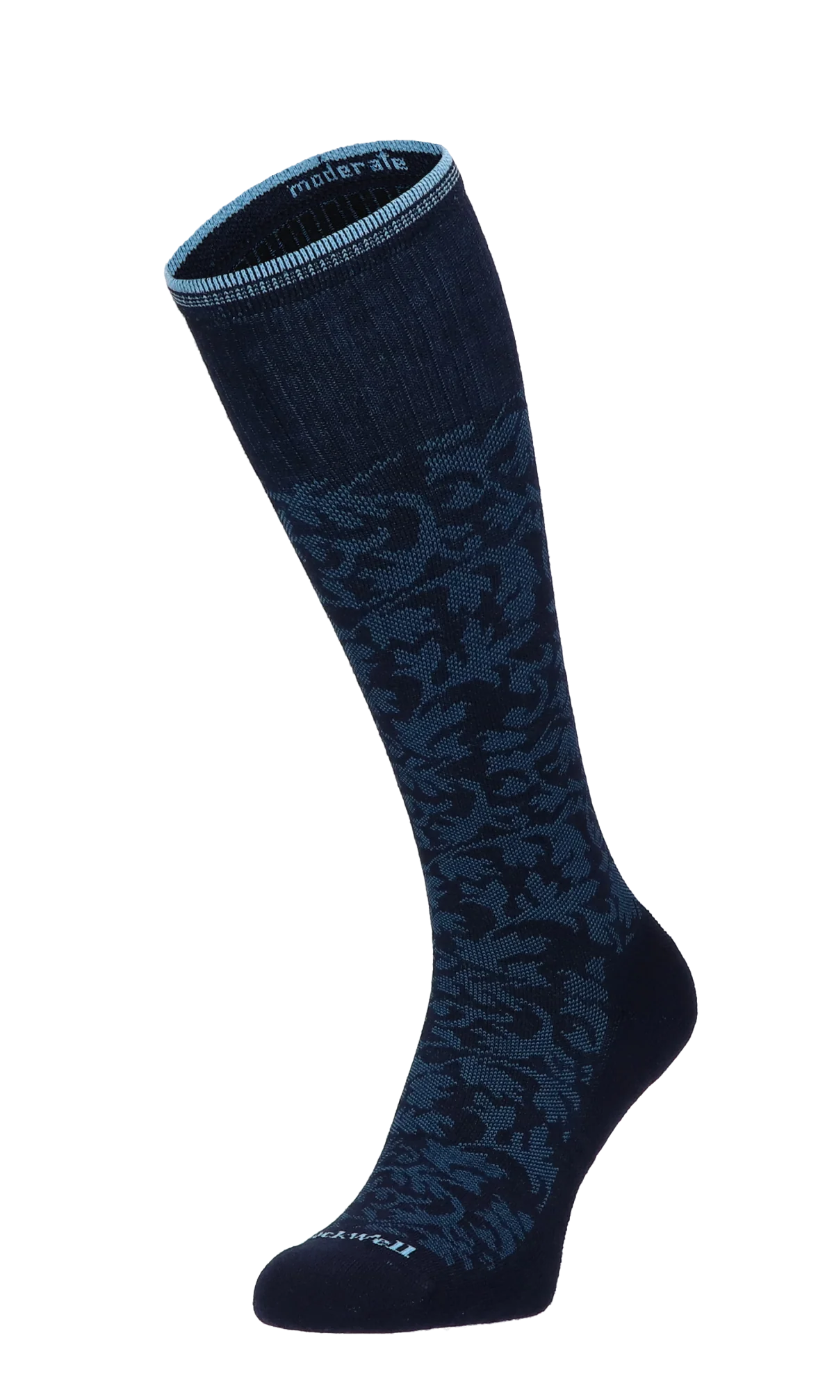 Damask Women's Bamboo/Merino Moderate Graduated Compression Socks in Navy