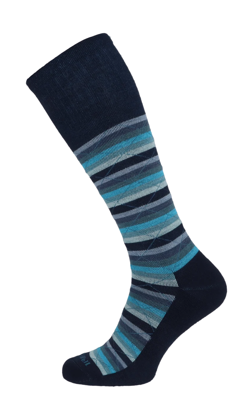 Full Array Women's Bamboo/Merino Moderate Graduated Compression Socks in Navy - Wide Calf Fit