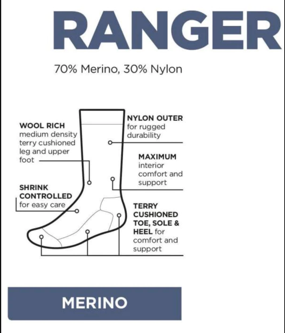 Ranger Unisex Boot Socks (Pack of 3)