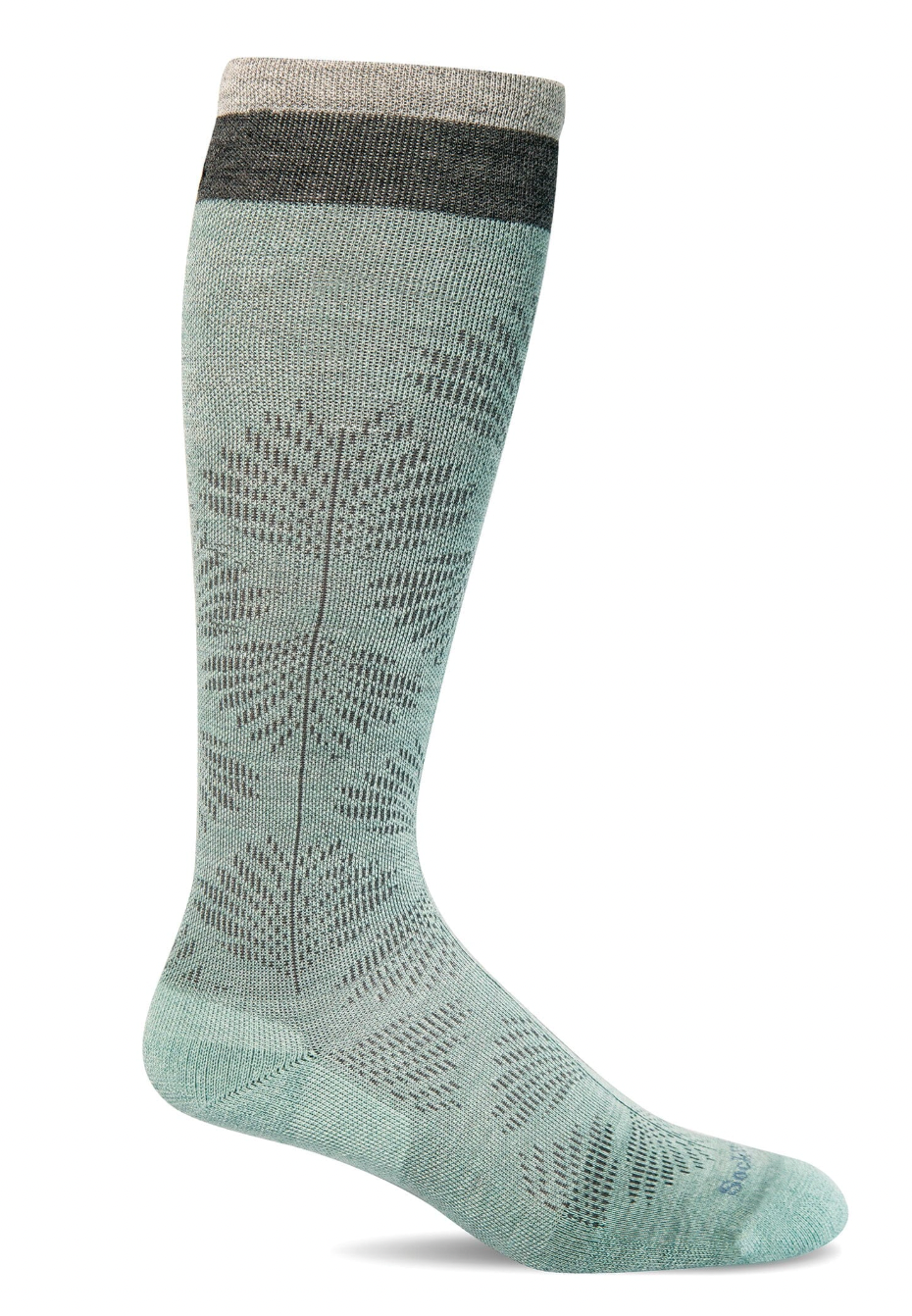 Full Floral Women's Bamboo/Merino Moderate Graduated Compression Socks in Air - Wide Calf Fit