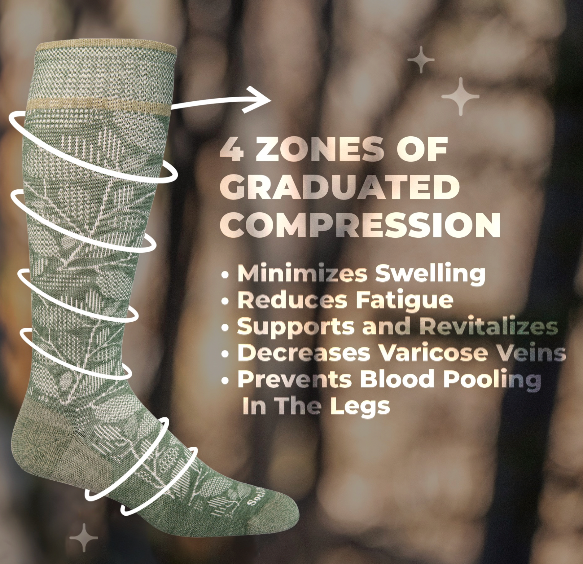 Fauna Women's Bamboo/Merino Firm Graduated Compression Socks in Juniper