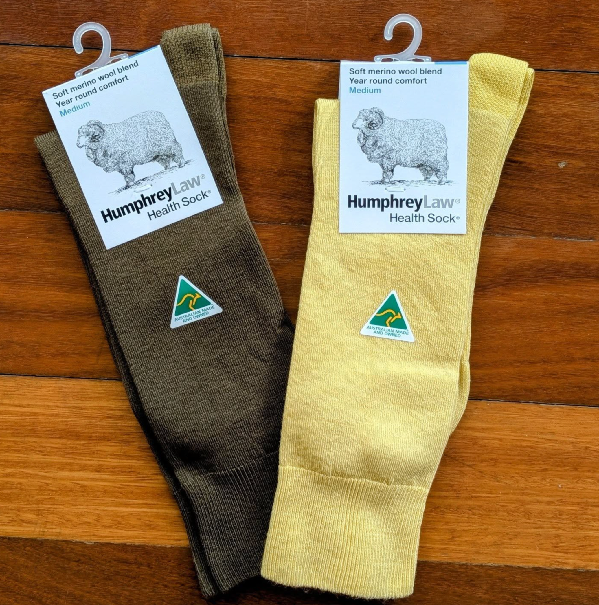 Soft Merino Wool Blend Low Pressure Crew Sock in Bark