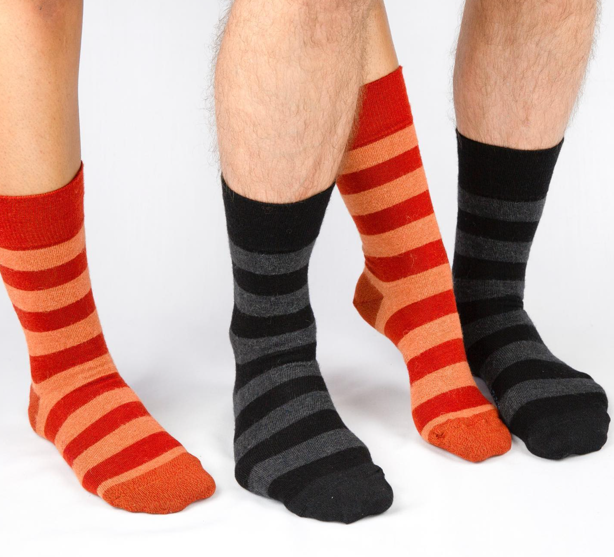 Merino and Alpaca Blend Striped Socks in Black - Aussie Made