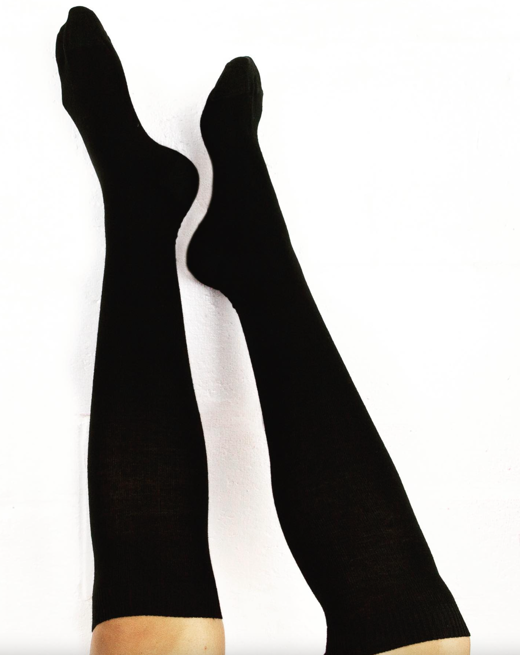 Fine Alpaca Wool Knee High Sock in Black