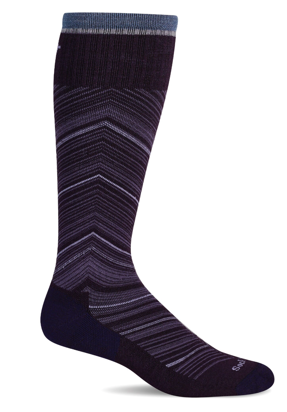 Full Flattery Women's Bamboo/Merino Moderate Graduated Compression Socks - Wide Calf Fit in Blackberry