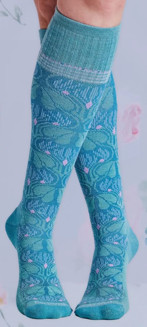 Floral Tapestry Women's Bamboo/Merino Moderate Graduated Compression in Celadon