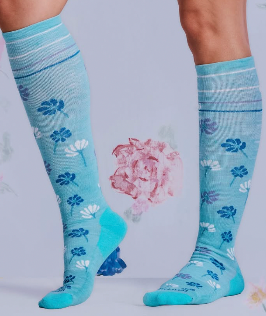 Field Flower in Air Women's Bamboo/Merino Over the Calf Compression Sock