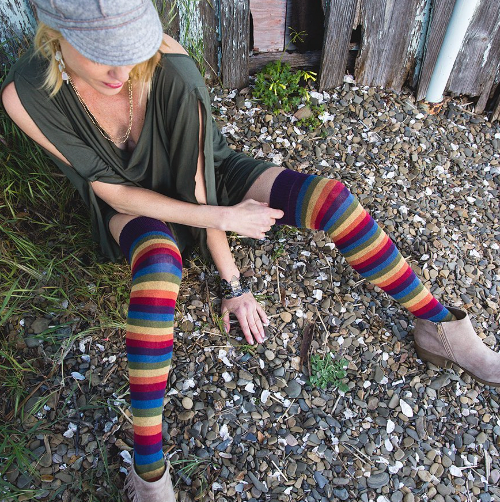 Earthern Rainbow Over the Knee Socks