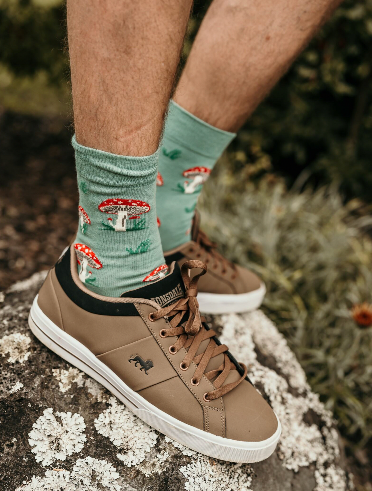 Mushroom Socks in Mint Green - Aussie Made