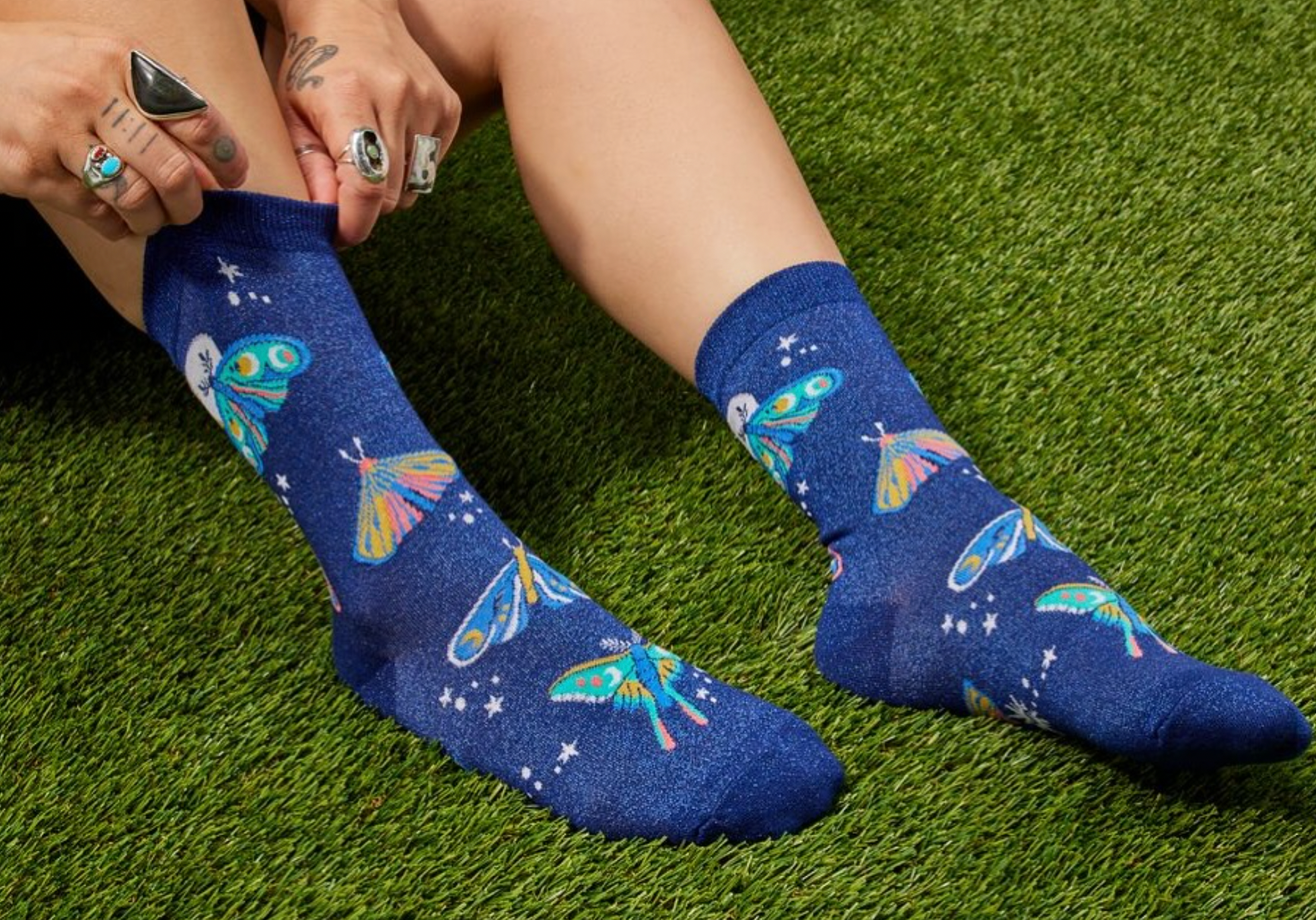 Moonlit Moth Shimmer Women's Crew Sock