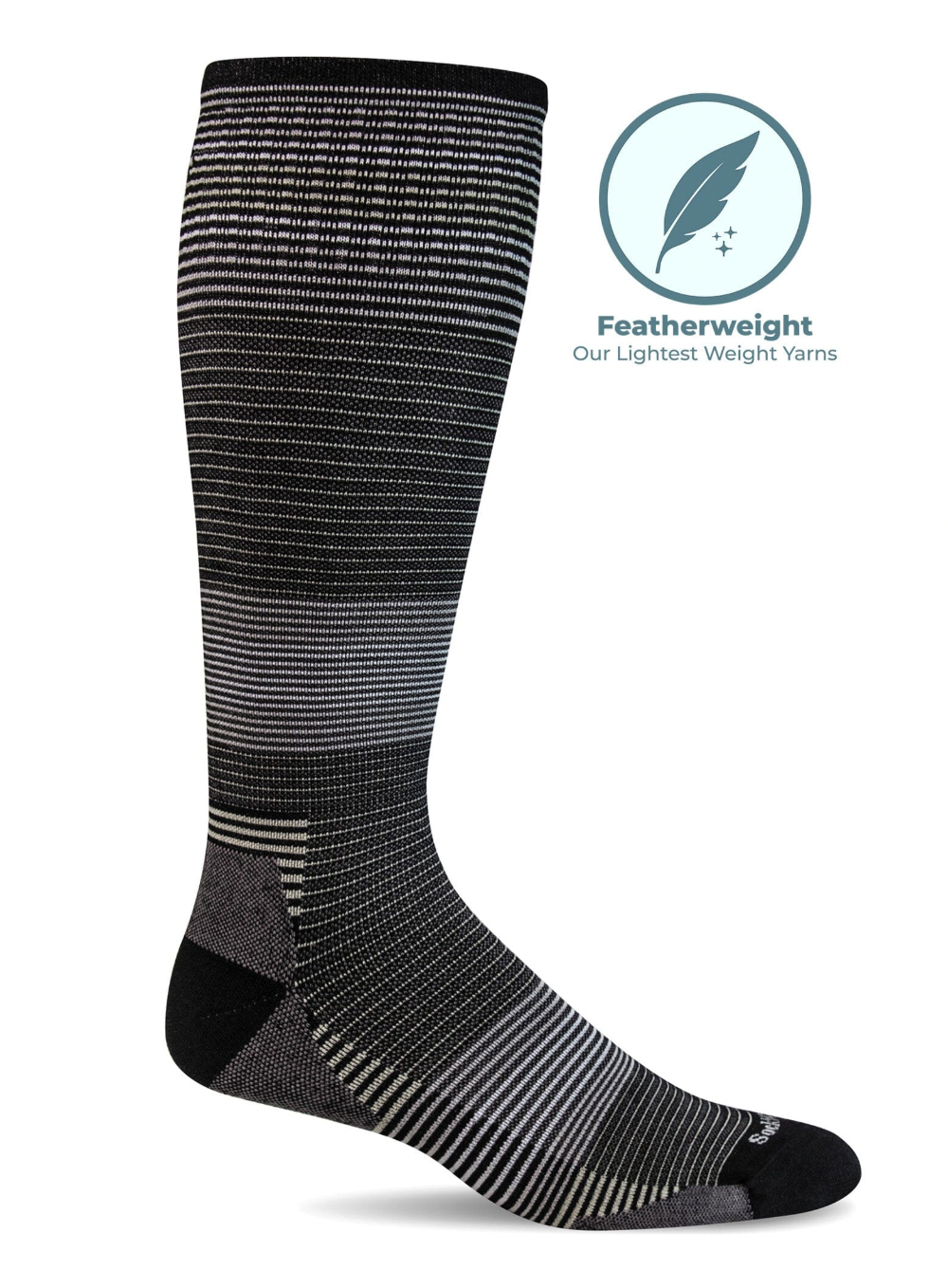 Cadence Women's Bamboo/Merino Moderate Sport Graduated Compression in Black Stripes