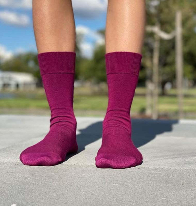Merino Wool Women's Crew Socks in Burgundy - Aussie Made