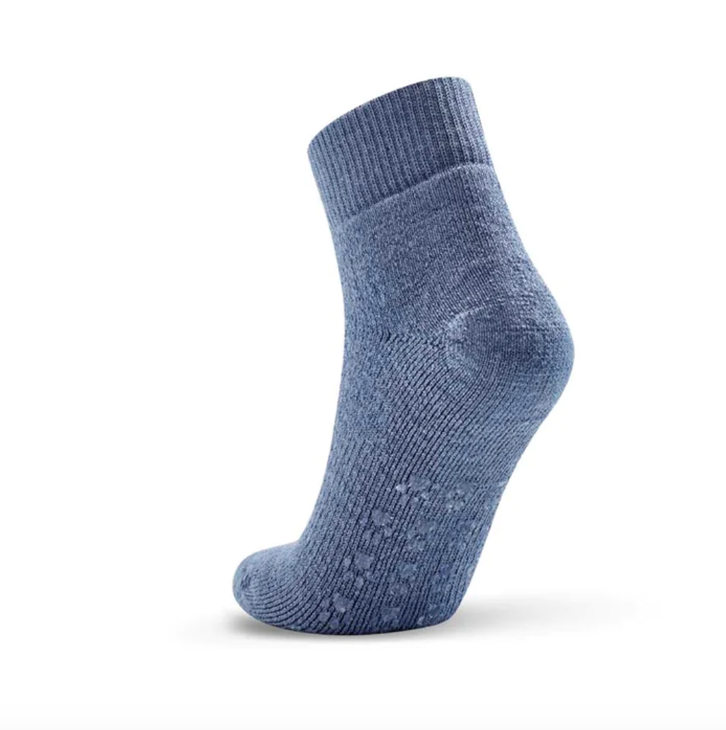 Slipper Non-Slip Ankle Sock in Dusty Blue - The Sockery