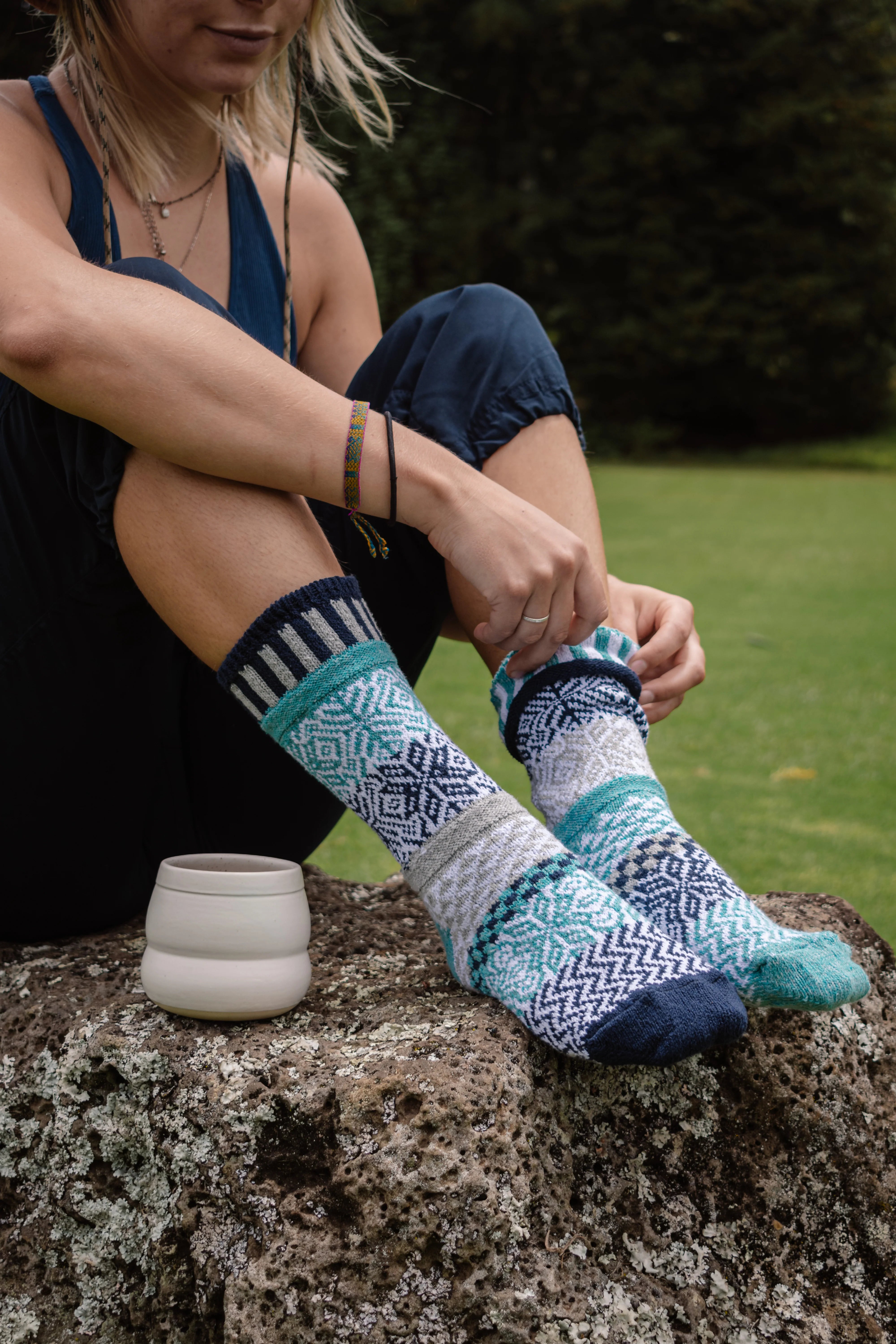 Snowfall Recycled Cotton Crew Socks - The Sockery