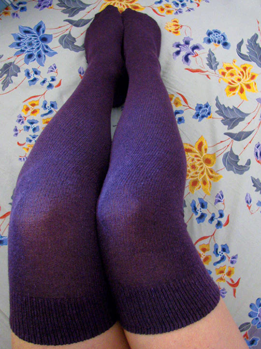 Plum Over the Knee Socks