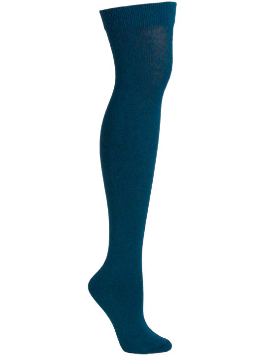 Teal Over the knee sock on a white background