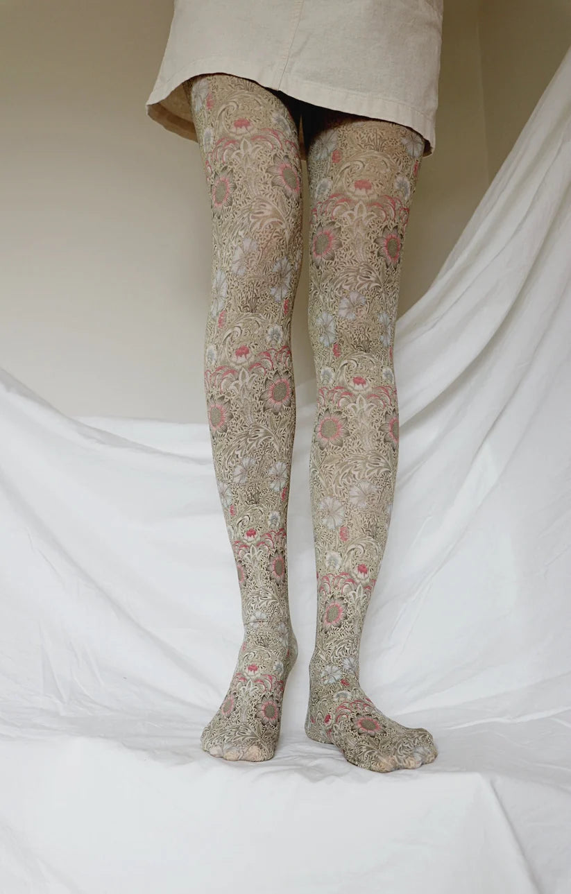 Corn Cockle by William Morris printed Art Tights - The Sockery