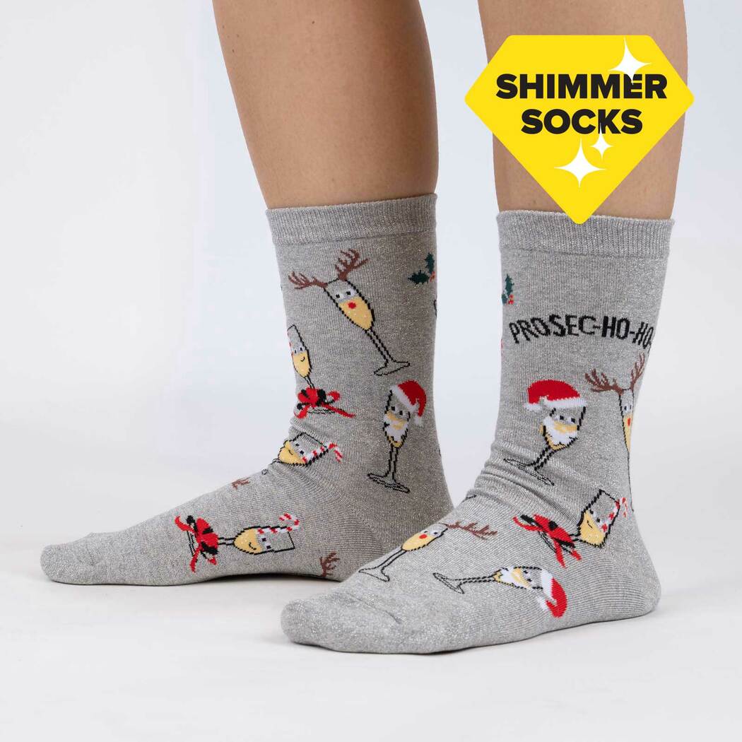 Prosec-Ho-Ho-Ho! Women's Crew Shimmer Sock