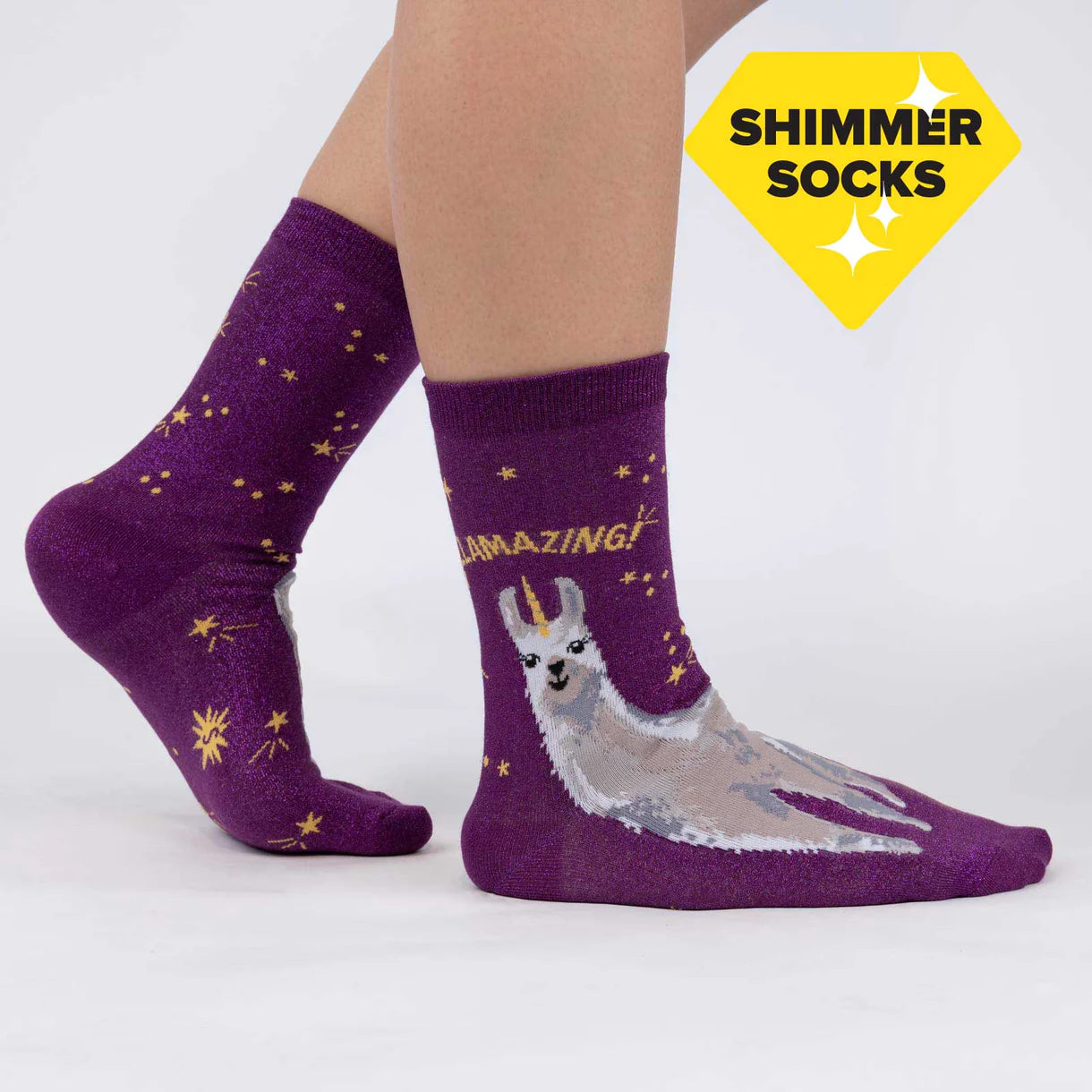 Llamazing! Women's Crew Shimmer Socks - The Sockery