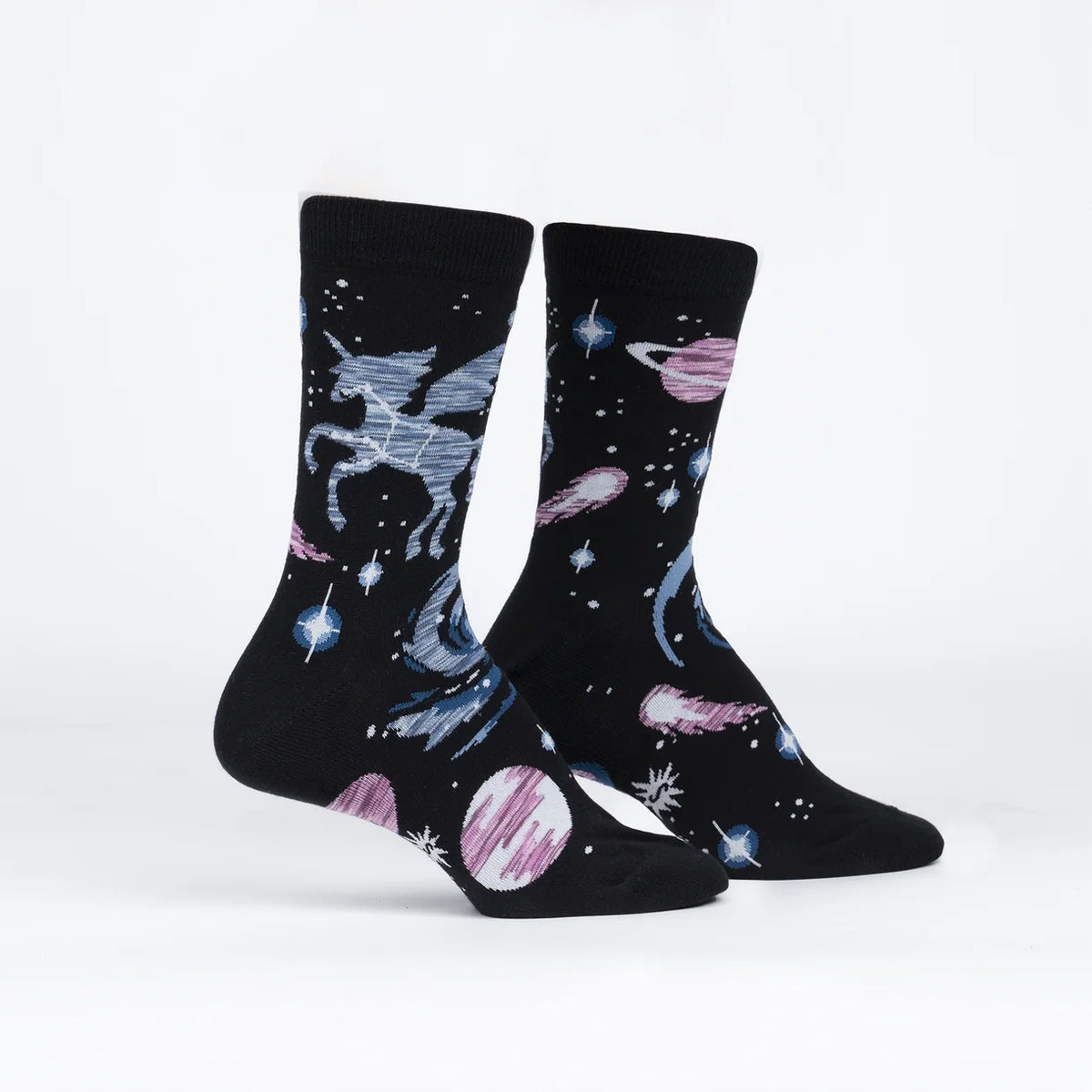 Black socks with pegasus and planets