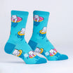 Turquoise socks with cartoon cat with swim ring 