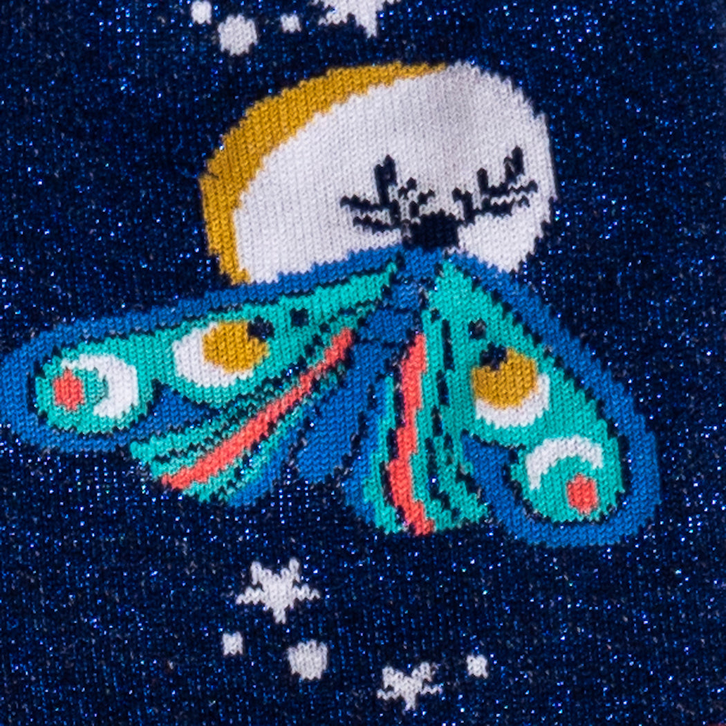Moonlit Moth Shimmer Women's Crew Sock - The Sockery