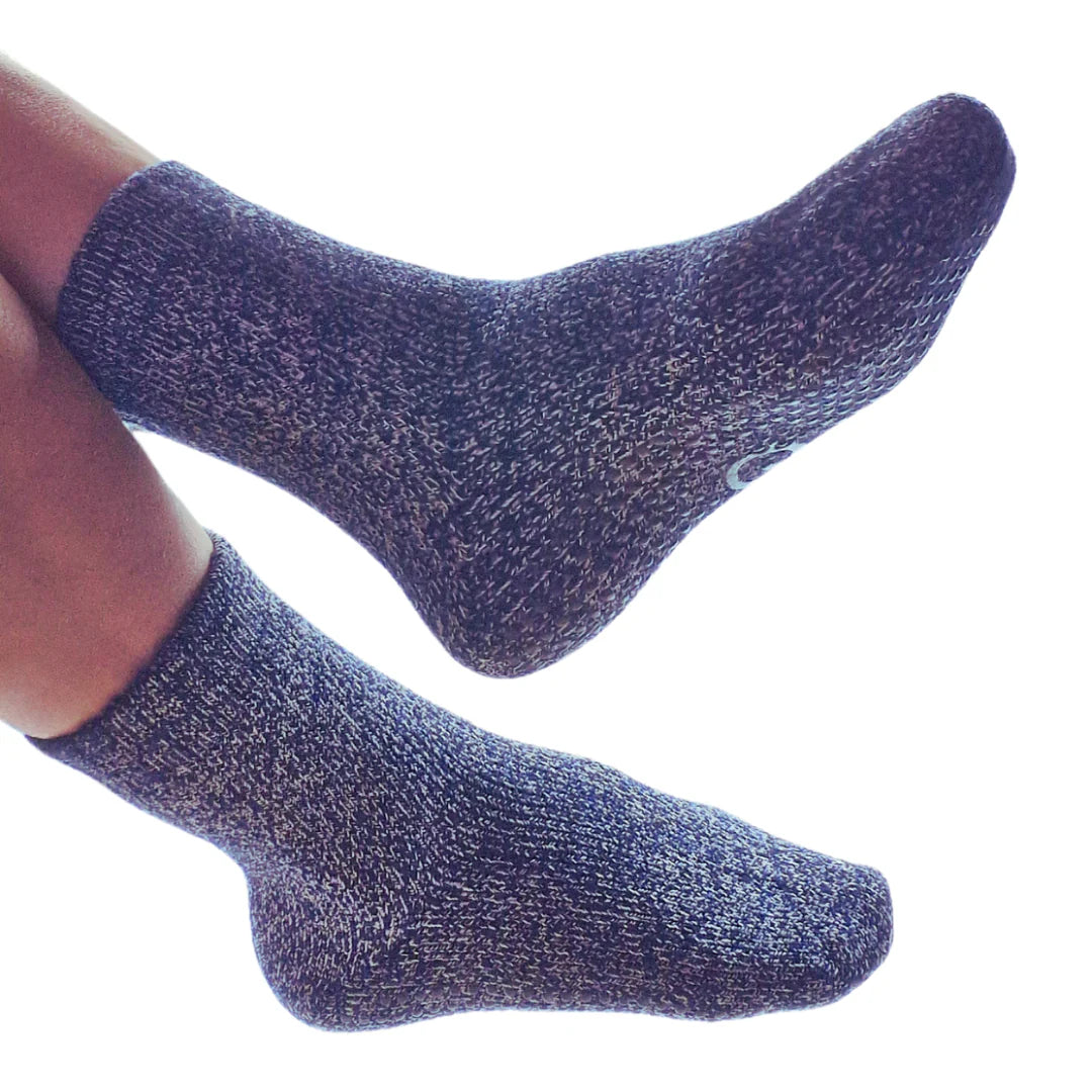 Wool Blend Gripper Socks in Stone