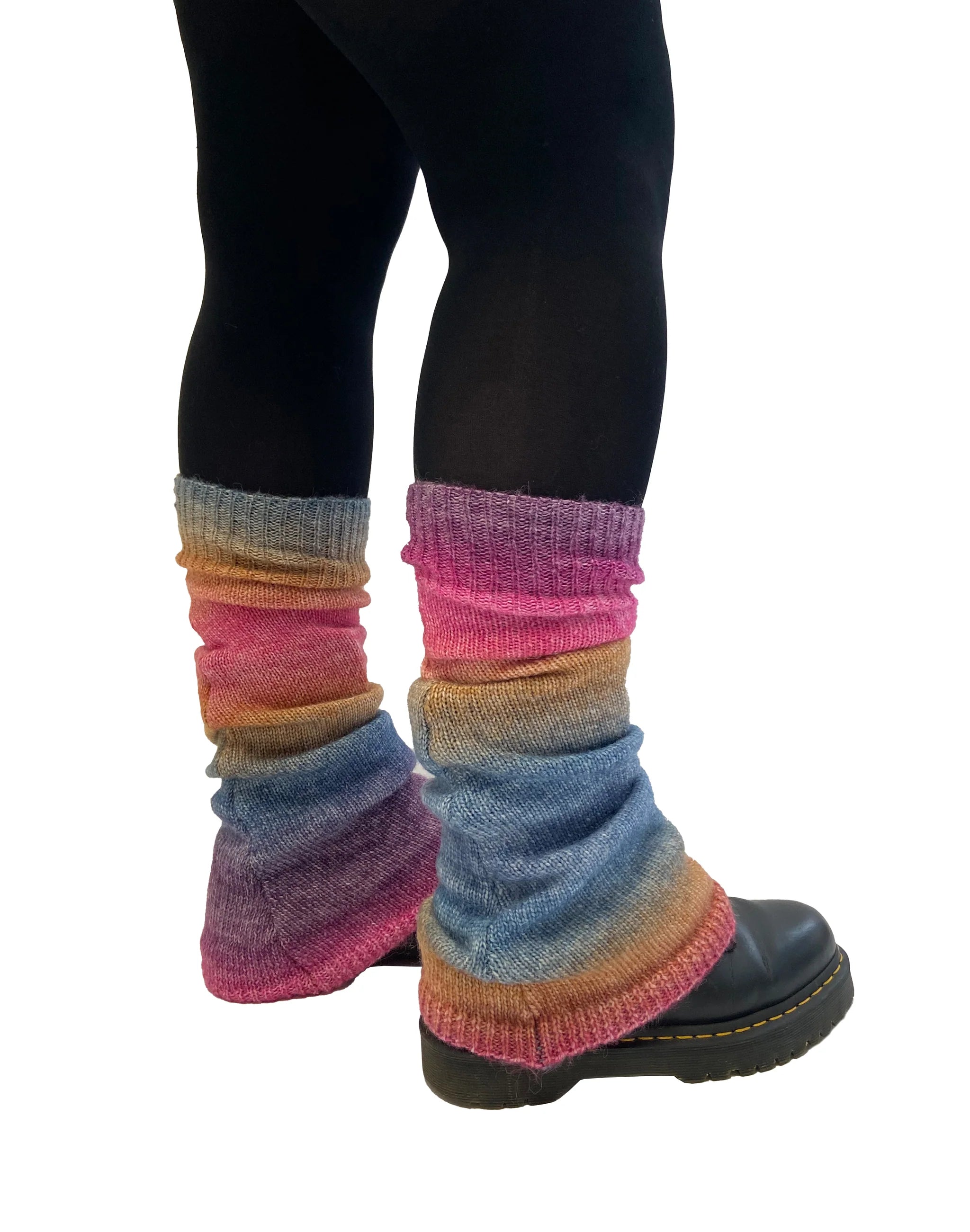 Wide Knitted Leg Warmers in Rainbow - The Sockery