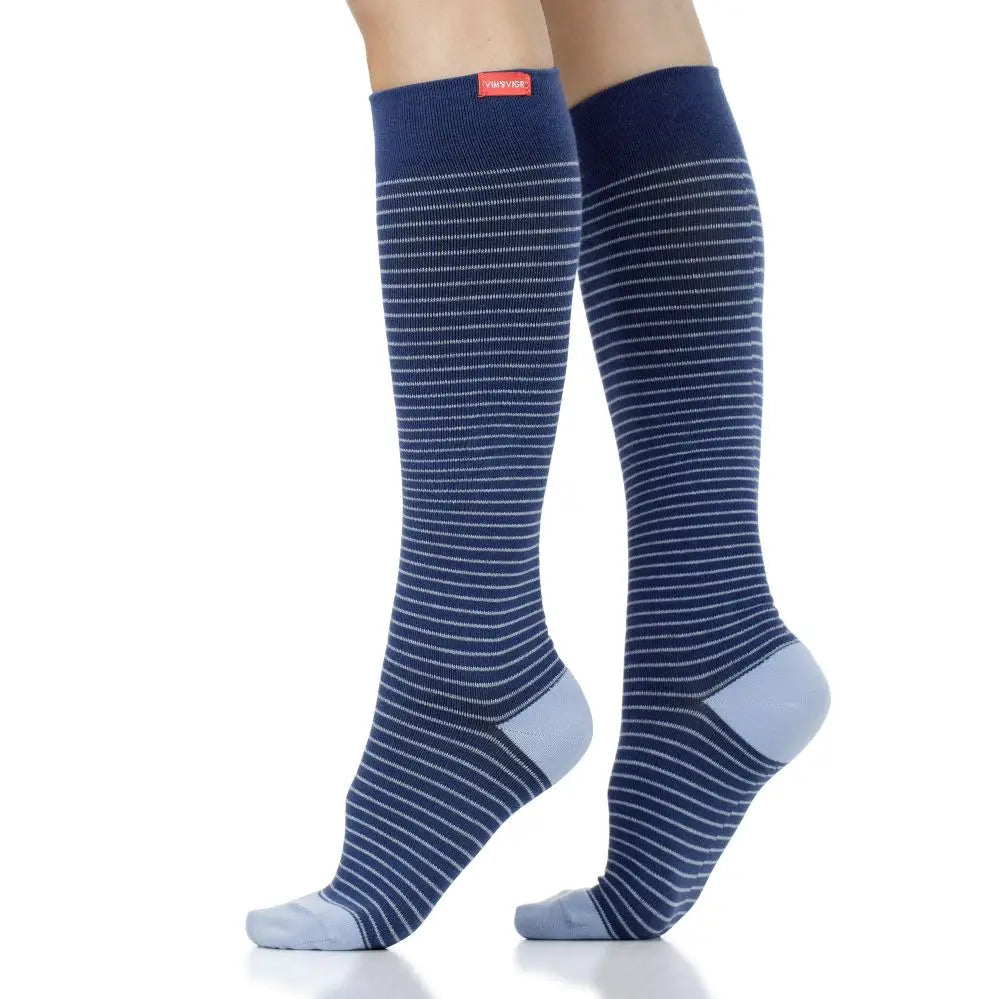 Wide Calf Firm Compression Knee Highs in Navy