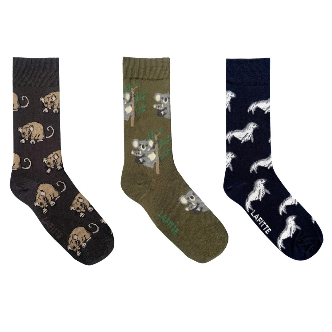 Three Australian endangered animal socks - The Sockery