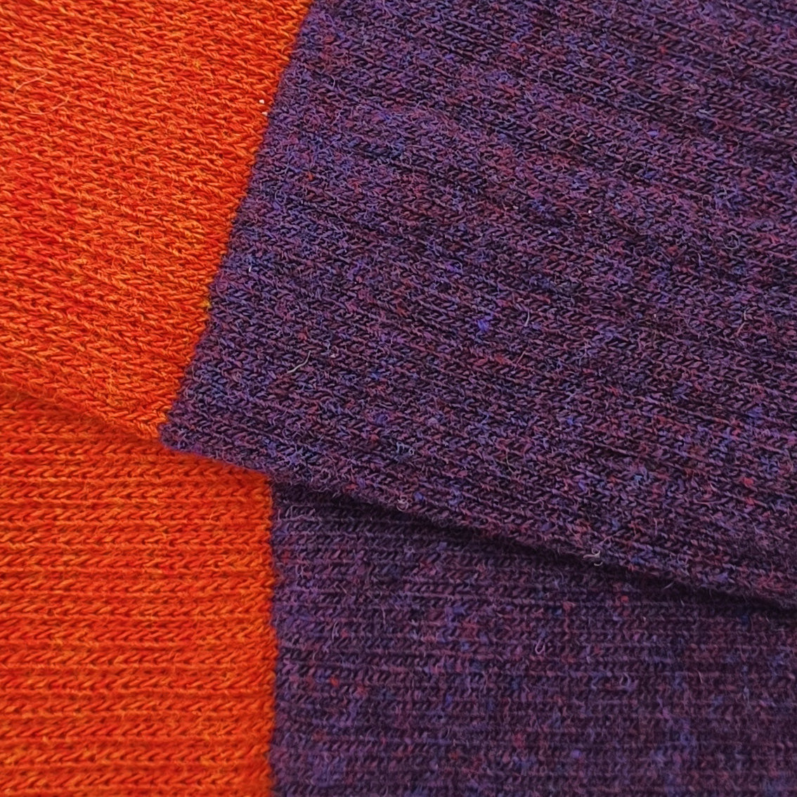 Wool Ribbed Knee High Sock in Aubergine and Tile