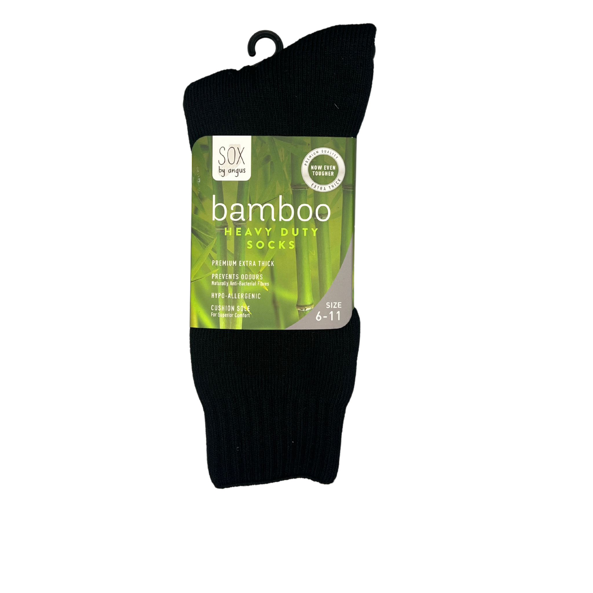 Heavy Duty Bamboo Work Socks - Black