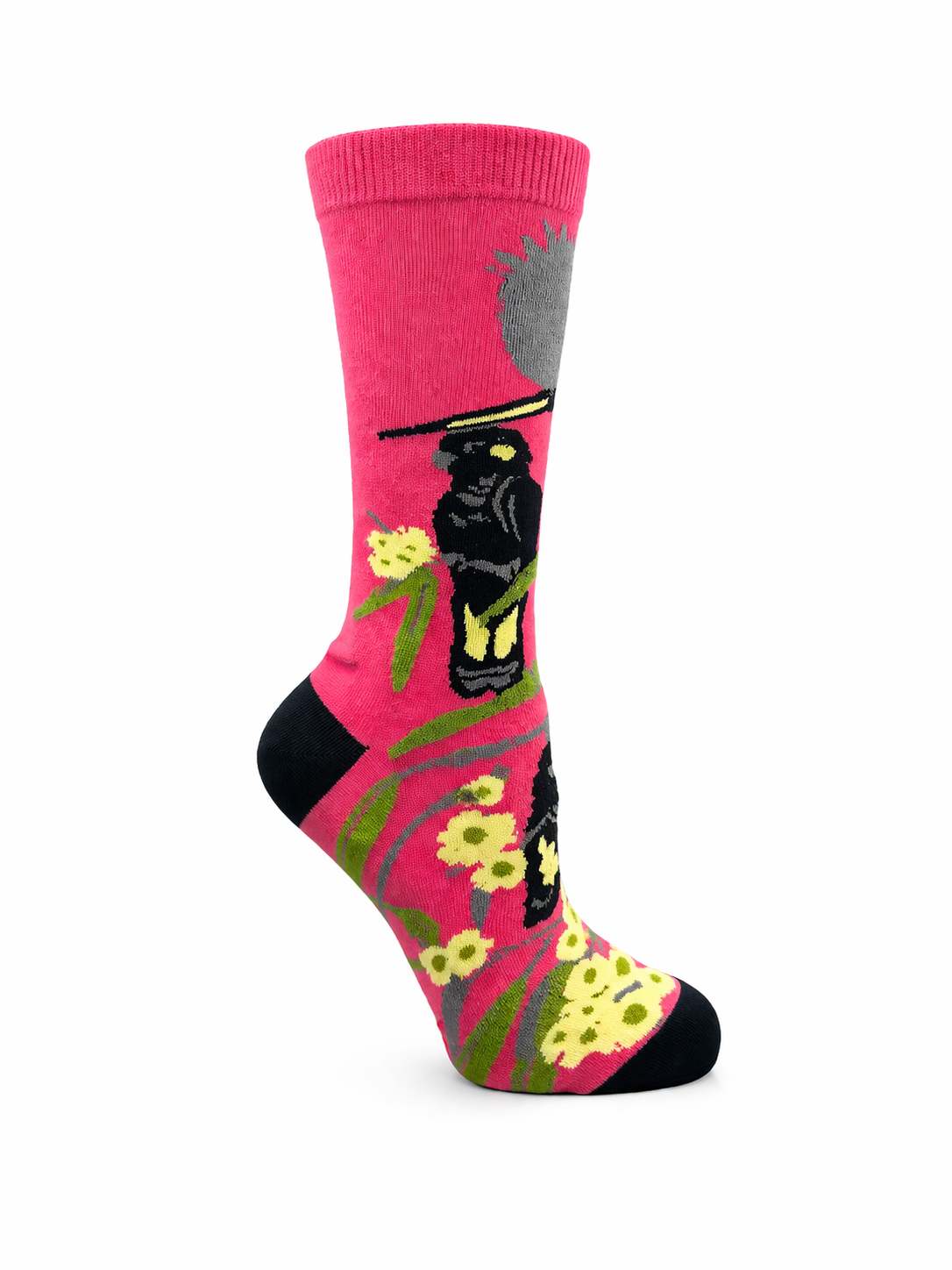 Black Cockatoo Socks in Rose Pink