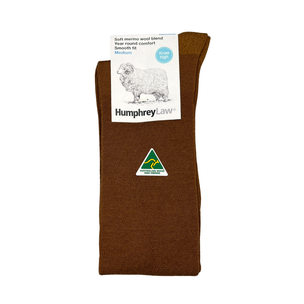 Merino Wool Women's Knee High Socks in Nutmeg