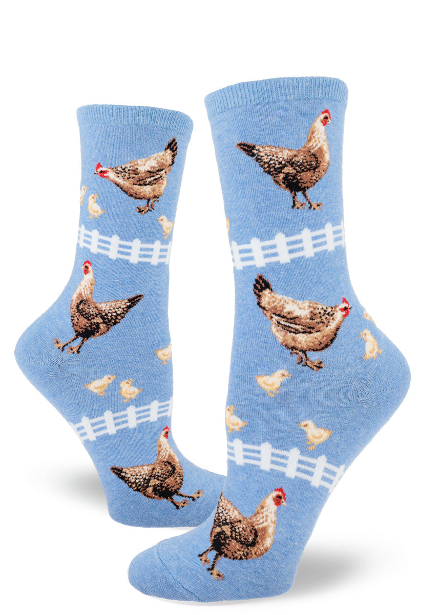 Chicken Women's Crew Sock in Cornflower