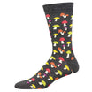 charcoal sock with colourful mushrooms - The Sockery