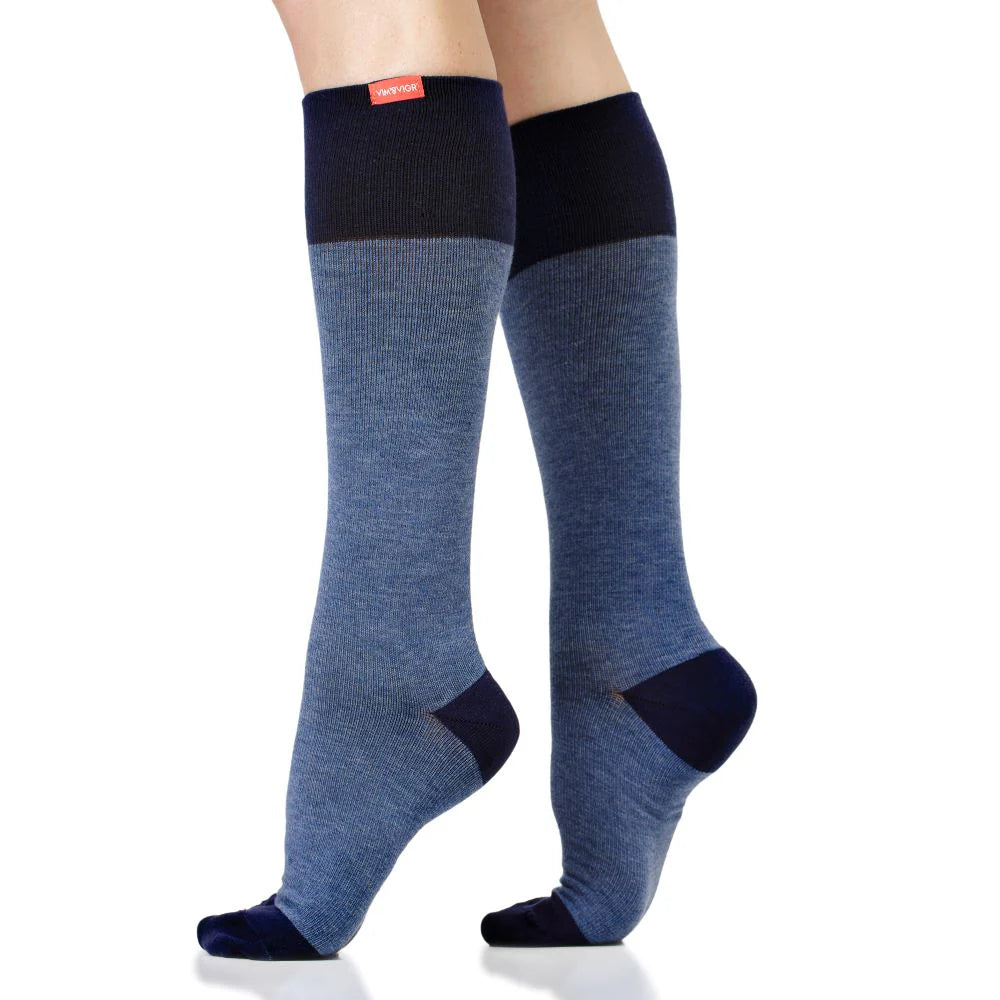Moderate Compression Wide Calf Knee Highs in Denim