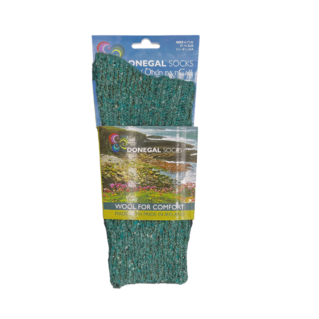 Traditional Donegal Women's Wool Socks in Hunter Green