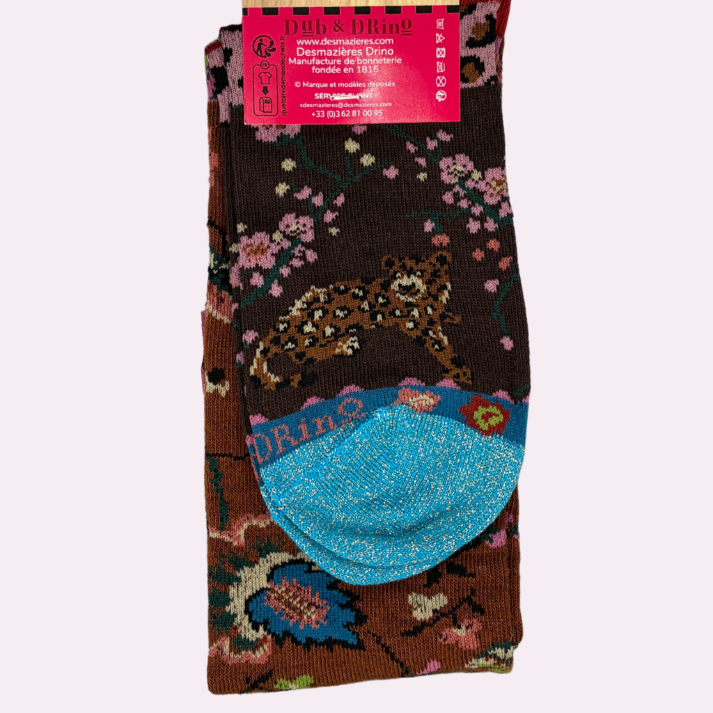 Leopard Women's Fuzzy Cuff Knee High Socks
