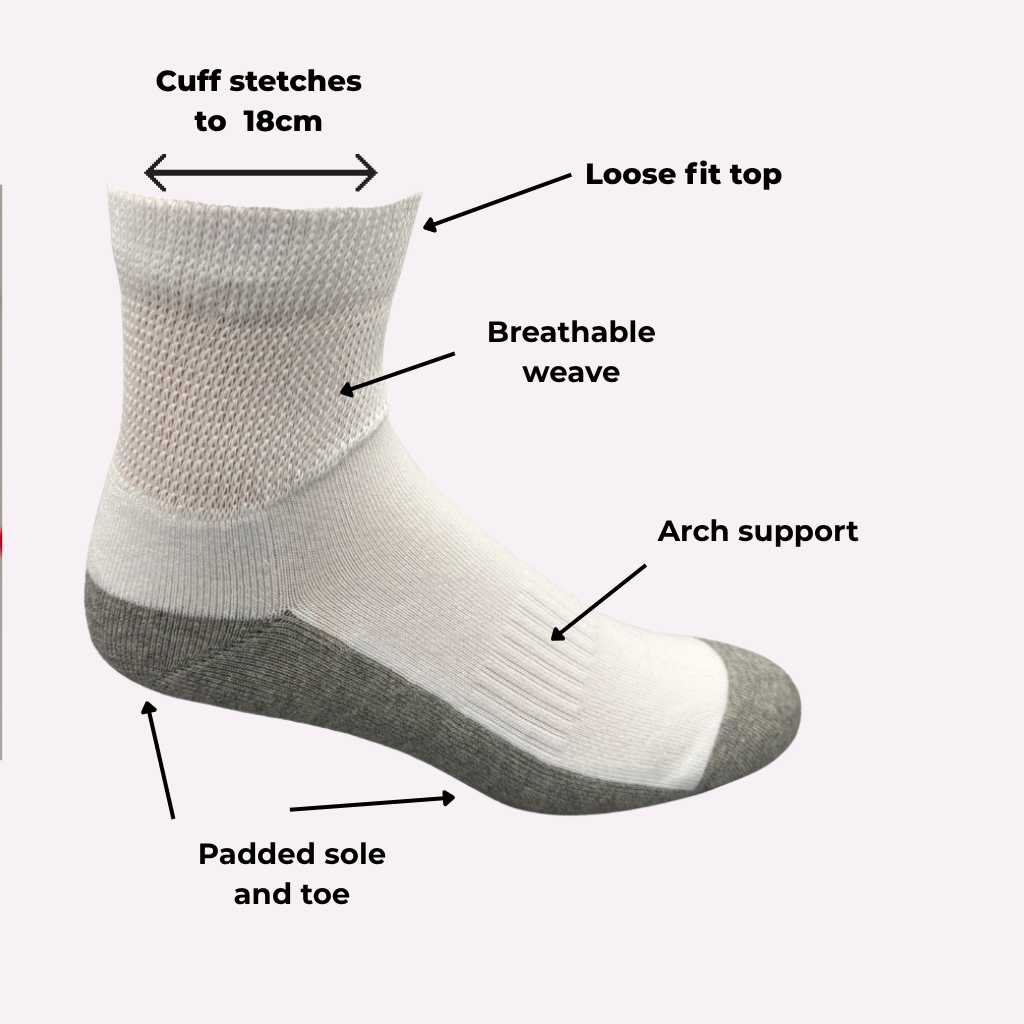 Unisex Easy On Stretch Quarter Socks  - Australian Made