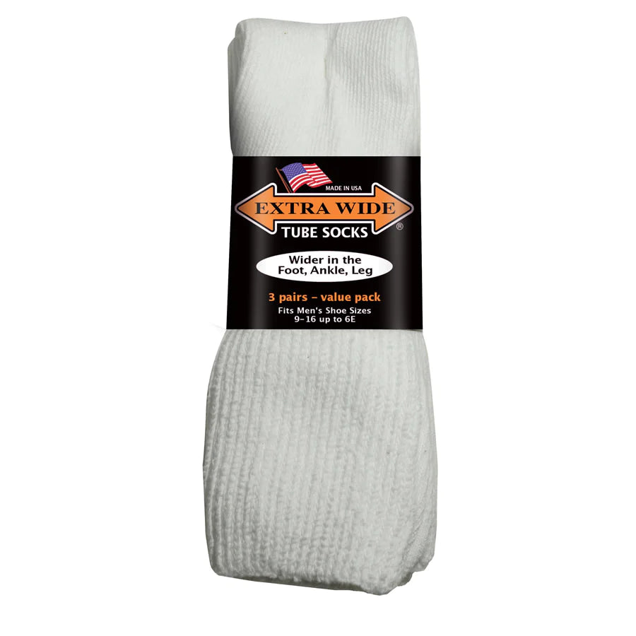 Loose Fit Tube Sock in White - 3 Pack - The Sockery