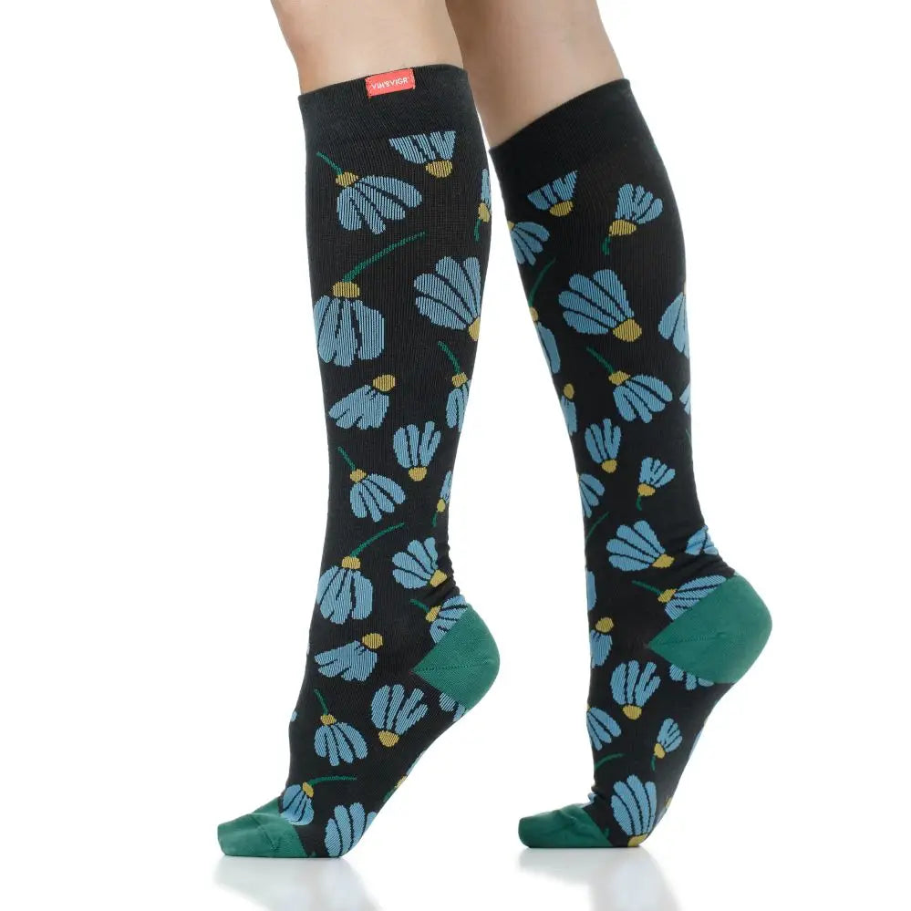 Wide Calf Wimsy Cotton Moderate Compression Knee Highs