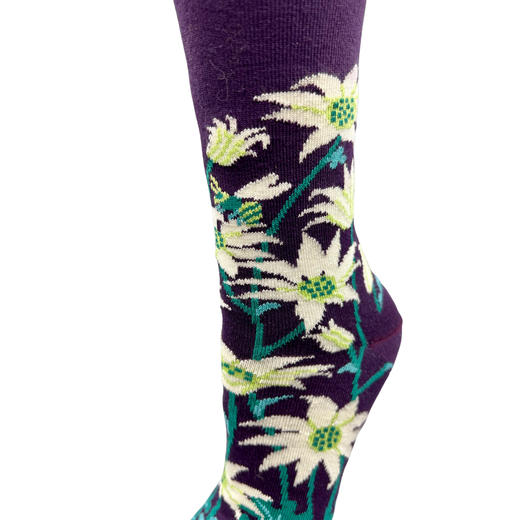 detail of flannel flower socks - The Sockery