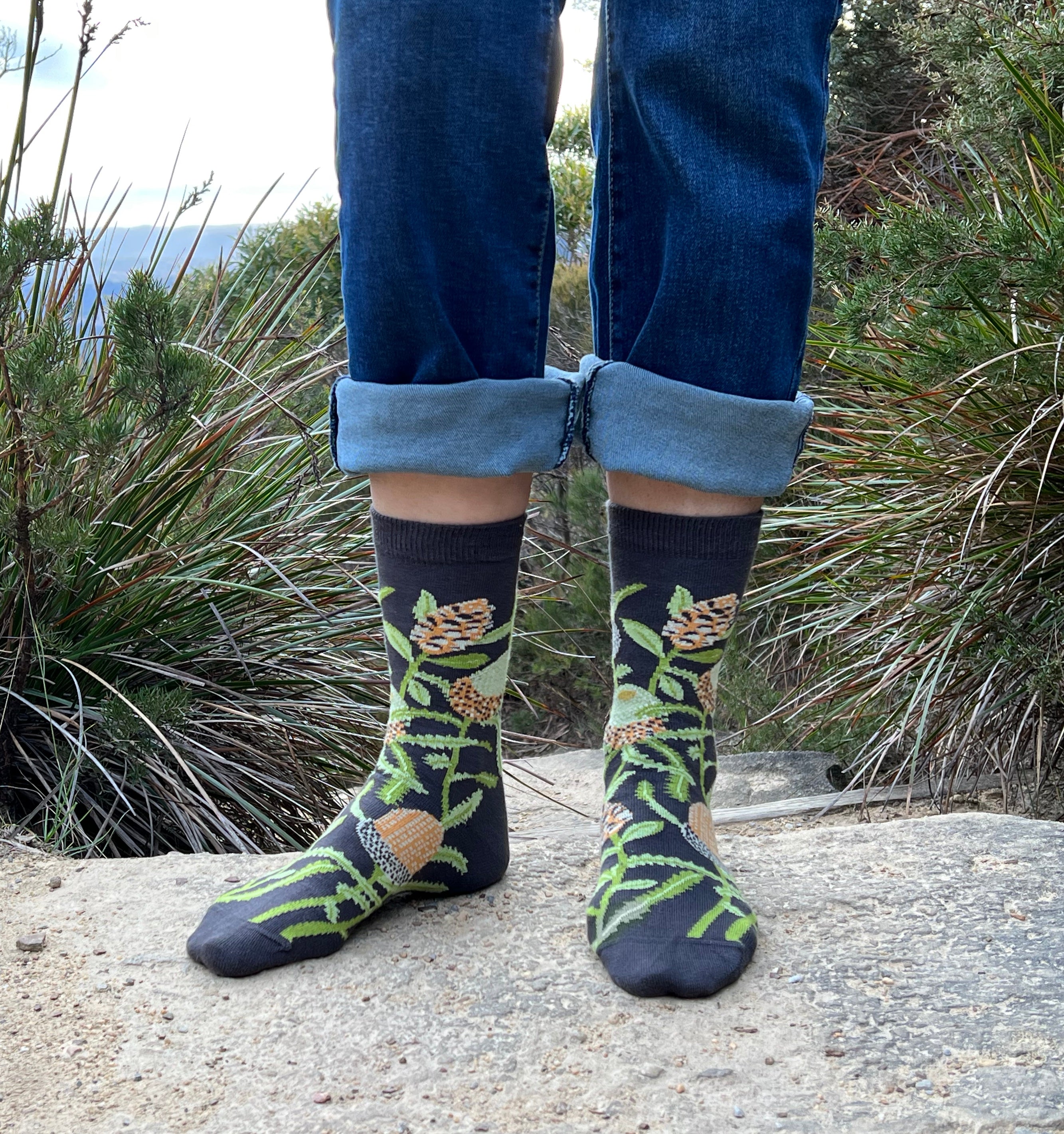 Banksia Women's Crew Socks -Australian Botanical Range - The sockey
