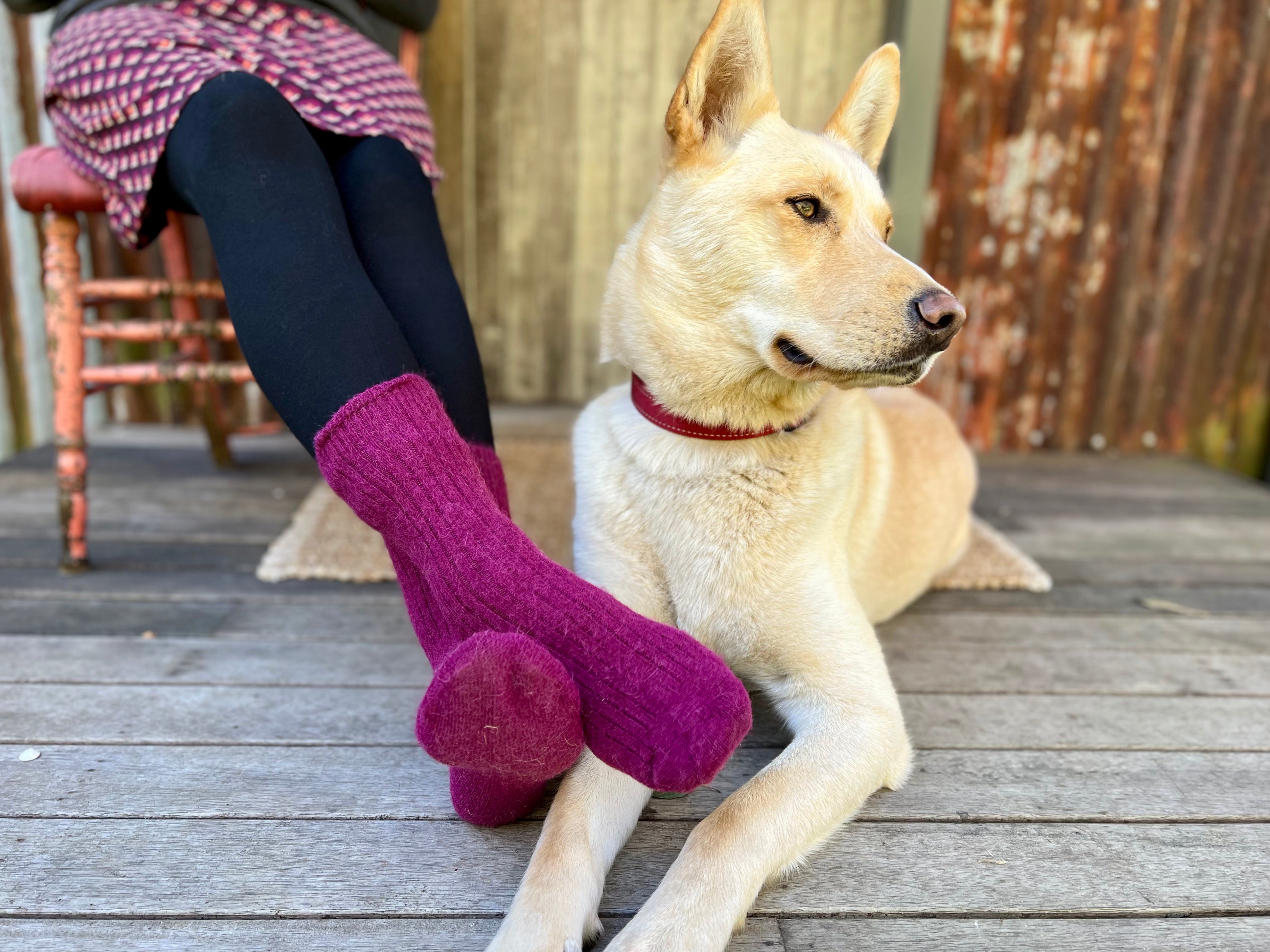 Luxury Alpaca Blend Sock in Berry- Aussie Made