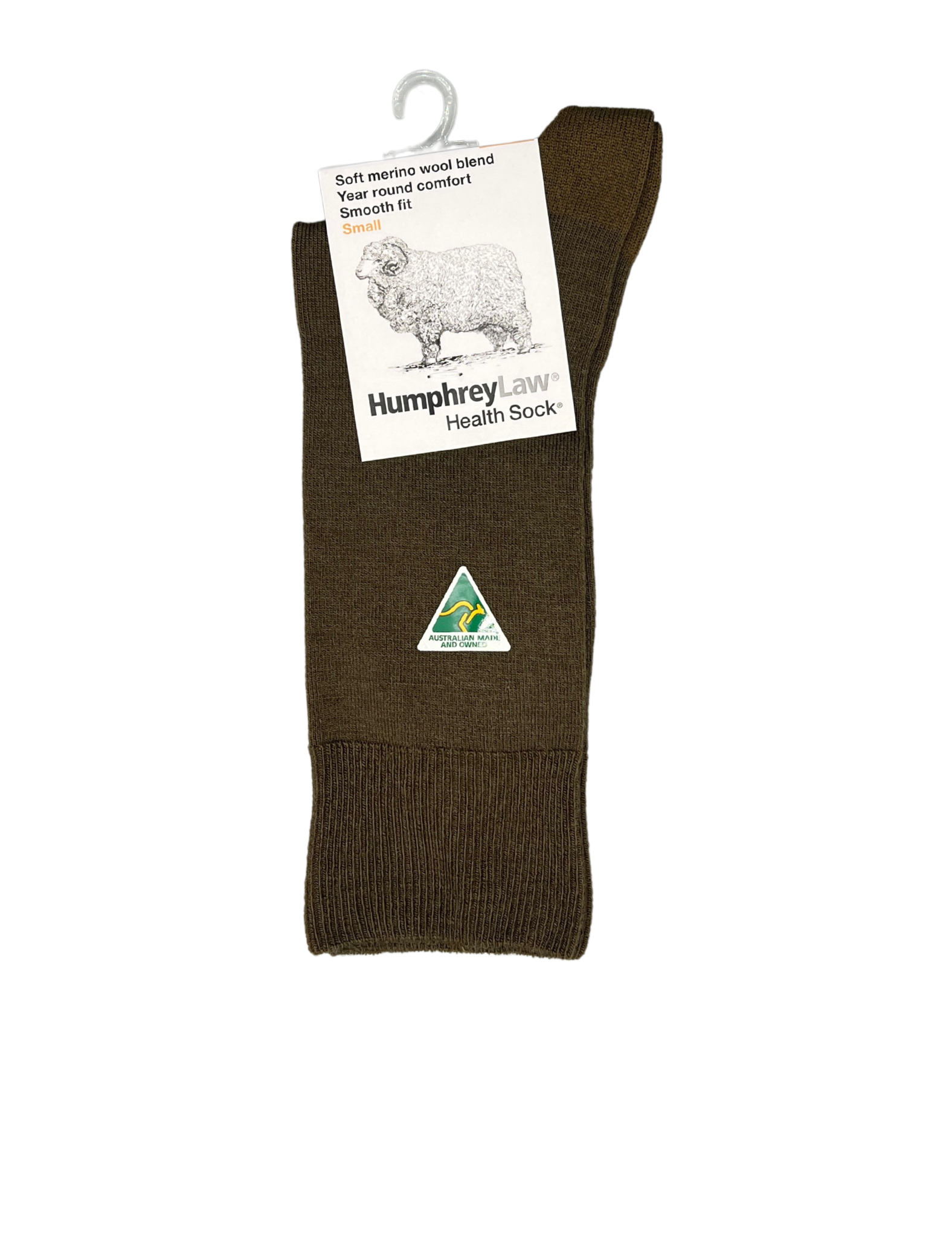 Soft Merino Wool Blend Low Pressure Crew Sock in Bark