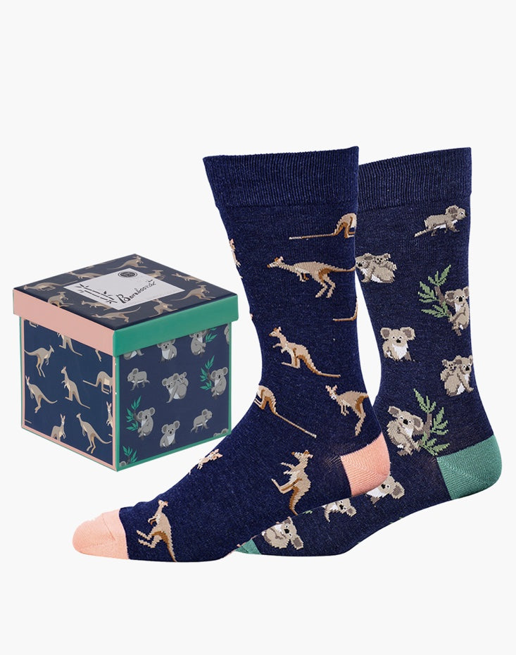 Native Animals 2 Pack Gift box Mens Crew Socks -The Sockery